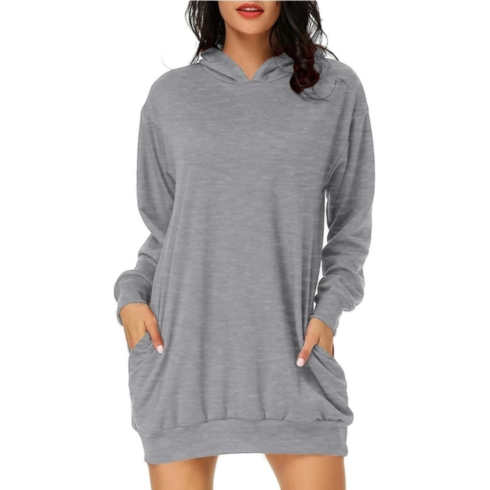 Gray hoodie dress with pockets